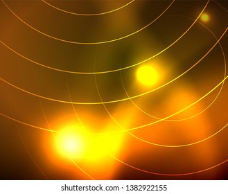 Leuchtende Kreise leuchten auf abstraktem Hintergrund. Vektorgrafik