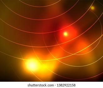 Los círculos brillantes brillan por el fondo abstracto. Ilustración del vector
