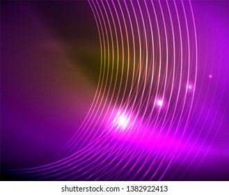 Los círculos brillantes brillan por el fondo abstracto. Ilustración del vector