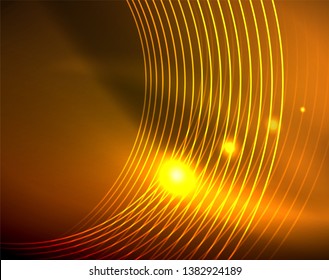 Los círculos brillantes brillan por el fondo abstracto. Ilustración del vector