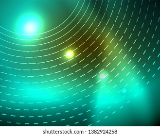 Los círculos brillantes brillan por el fondo abstracto. Ilustración del vector