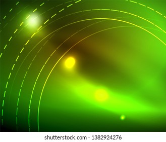 Shiny circles glowing abstract background. Vector illustration