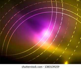 Los círculos brillantes brillan por el fondo abstracto. Ilustración del vector
