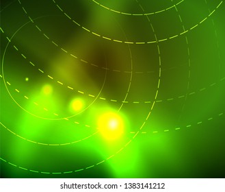 Shiny circles glowing abstract background. Vector illustration