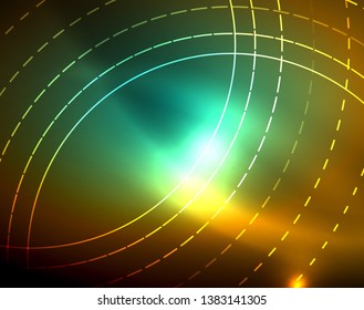 Shiny circles glowing abstract background. Vector illustration