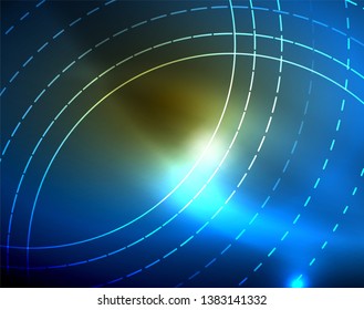 Shiny circles glowing abstract background. Vector illustration