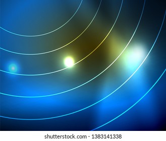 Leuchtende Kreise leuchten auf abstraktem Hintergrund. Vektorgrafik