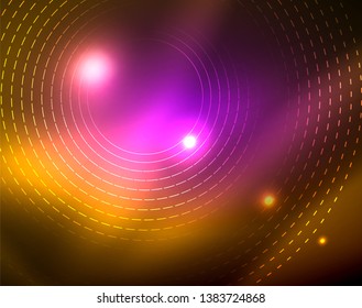 Shiny circles glowing abstract background. Vector illustration