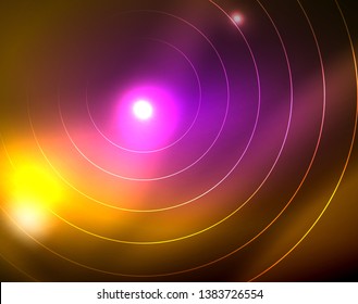 Shiny circles glowing abstract background. Vector illustration