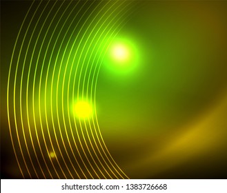 Leuchtende Kreise leuchten auf abstraktem Hintergrund. Vektorgrafik