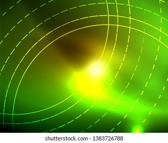 Los círculos brillantes brillan por el fondo abstracto. Ilustración del vector