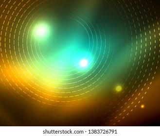 Shiny circles glowing abstract background. Vector illustration