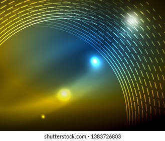 Shiny circles glowing abstract background. Vector illustration