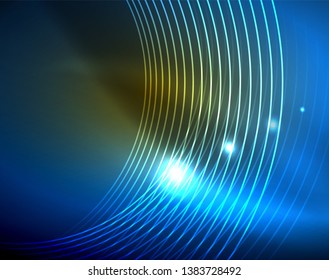 Shiny circles glowing abstract background. Vector illustration
