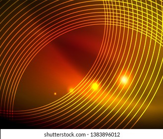 Leuchtende Kreise leuchten auf abstraktem Hintergrund. Vektorgrafik