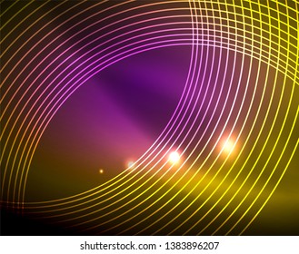 Los círculos brillantes brillan por el fondo abstracto. Ilustración del vector
