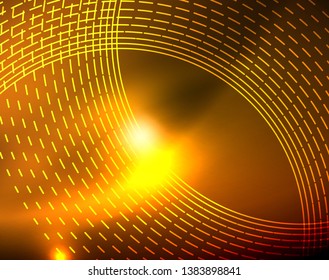 Shiny circles glowing abstract background. Vector illustration