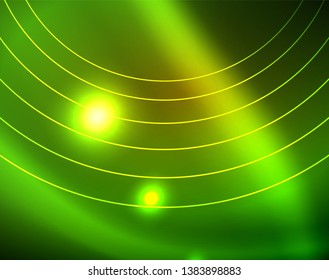 Los círculos brillantes brillan por el fondo abstracto. Ilustración del vector