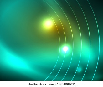 Shiny circles glowing abstract background. Vector illustration