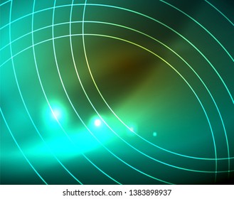 Los círculos brillantes brillan por el fondo abstracto. Ilustración del vector