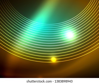 Shiny circles glowing abstract background. Vector illustration