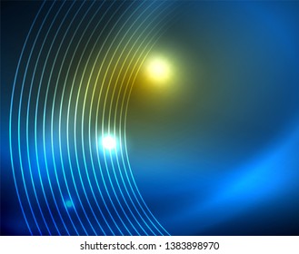 Los círculos brillantes brillan por el fondo abstracto. Ilustración del vector