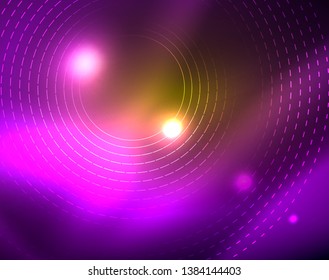 Leuchtende Kreise leuchten auf abstraktem Hintergrund. Vektorgrafik