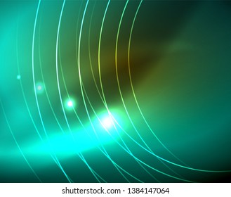 Los círculos brillantes brillan por el fondo abstracto. Ilustración del vector