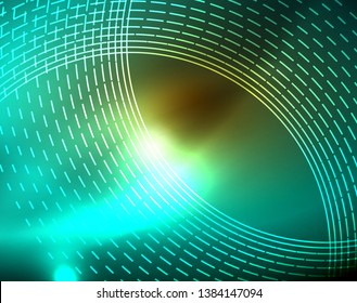 Shiny circles glowing abstract background. Vector illustration