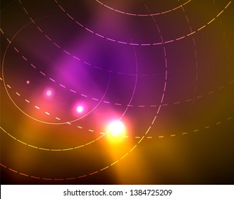 Shiny circles glowing abstract background. Vector illustration
