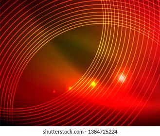 Los círculos brillantes brillan por el fondo abstracto. Ilustración del vector