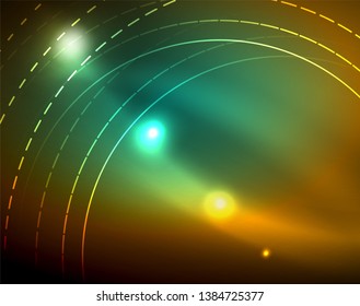 Shiny circles glowing abstract background. Vector illustration