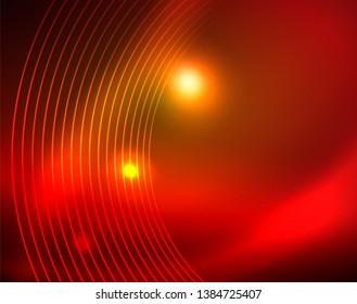 Leuchtende Kreise leuchten auf abstraktem Hintergrund. Vektorgrafik