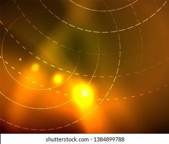 Los círculos brillantes brillan por el fondo abstracto. Ilustración del vector
