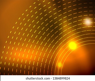 Los círculos brillantes brillan por el fondo abstracto. Ilustración del vector