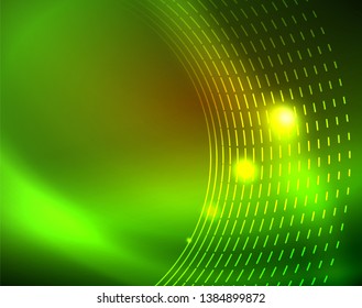 Leuchtende Kreise leuchten auf abstraktem Hintergrund. Vektorgrafik
