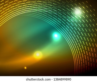Shiny circles glowing abstract background. Vector illustration