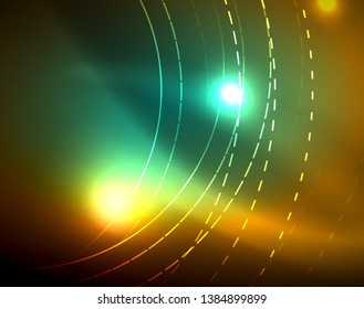 Shiny circles glowing abstract background. Vector illustration