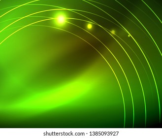 Los círculos brillantes brillan por el fondo abstracto. Ilustración del vector