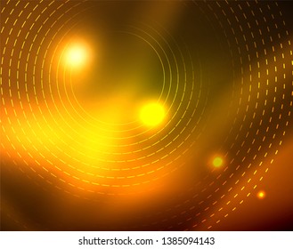 Shiny circles glowing abstract background. Vector illustration