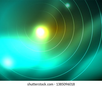 Los círculos brillantes brillan por el fondo abstracto. Ilustración del vector