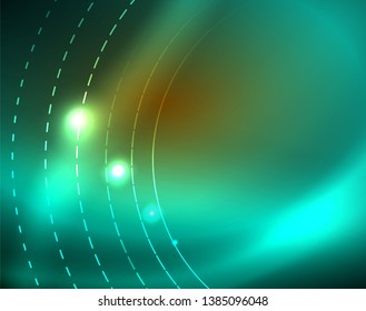 Shiny circles glowing abstract background. Vector illustration