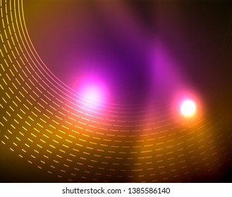 Leuchtende Kreise leuchten auf abstraktem Hintergrund. Vektorgrafik