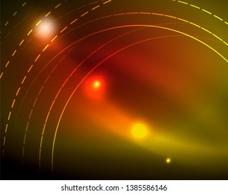 Los círculos brillantes brillan por el fondo abstracto. Ilustración del vector