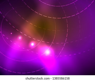 Los círculos brillantes brillan por el fondo abstracto. Ilustración del vector