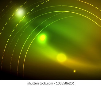 Shiny circles glowing abstract background. Vector illustration