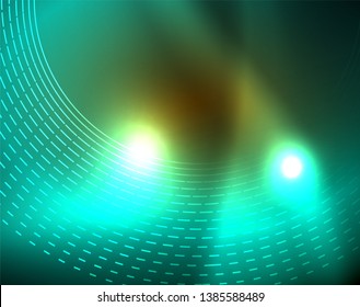 Shiny circles glowing abstract background. Vector illustration
