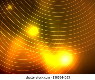 Leuchtende Kreise leuchten auf abstraktem Hintergrund. Vektorgrafik