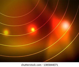 Los círculos brillantes brillan por el fondo abstracto. Ilustración del vector
