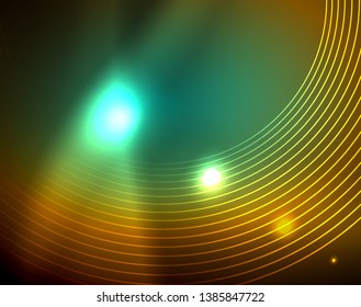 Los círculos brillantes brillan por el fondo abstracto. Ilustración del vector